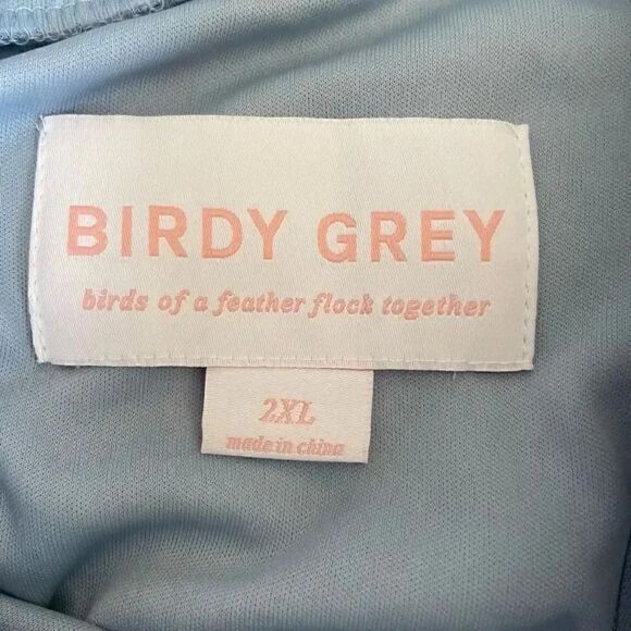 Birds Grey ELSYE DUSTY BLUE Mesh Maxi Women’s Bridesmaid  Gown SZ 2XL #1655 - Picture 11 of 16